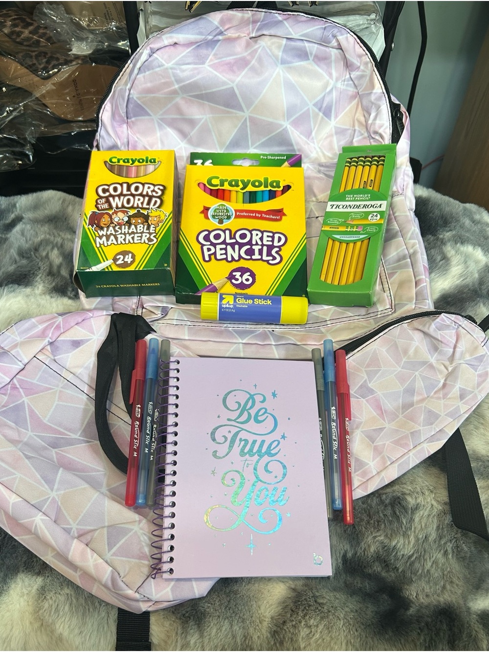 Back to School Bundle | Backpack & Supplies #2 | Pink Purple | Medium